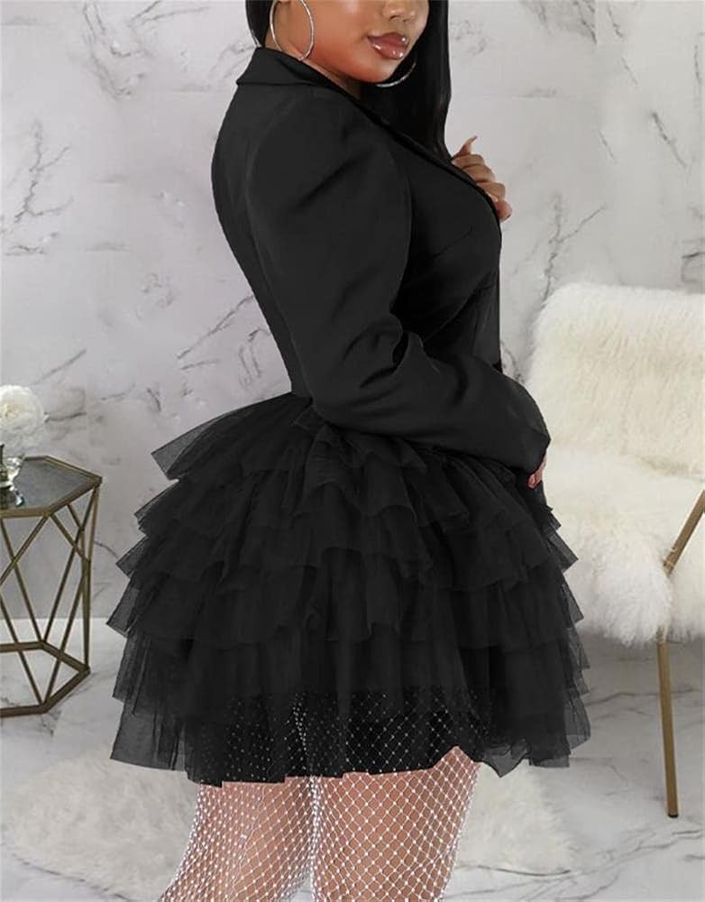 Amazon.com: Blazer Dress for Women Sexy V Neck Long Sleeve Ruffle